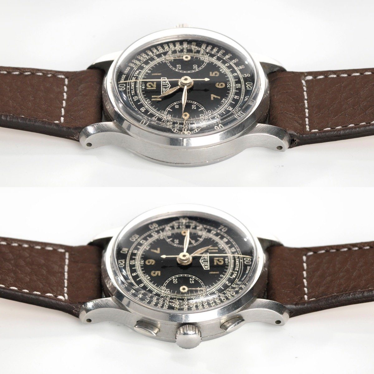 Heuer Chrono Ref 2403 1930s Dual Scale Gilt 