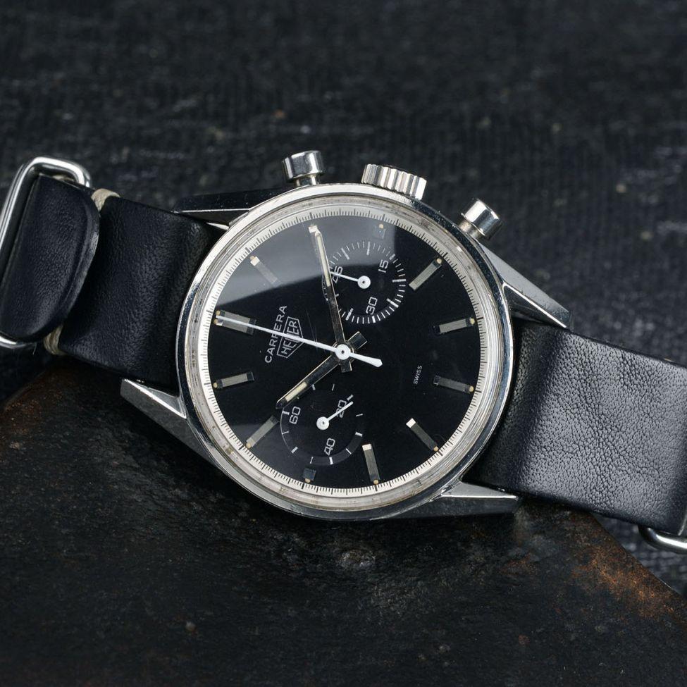 VINTAGE HEUER CARRERA 3647N BLACK DIAL