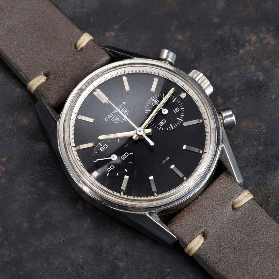 VINTAGE HEUER CARRERA 3647N BLACK DIAL