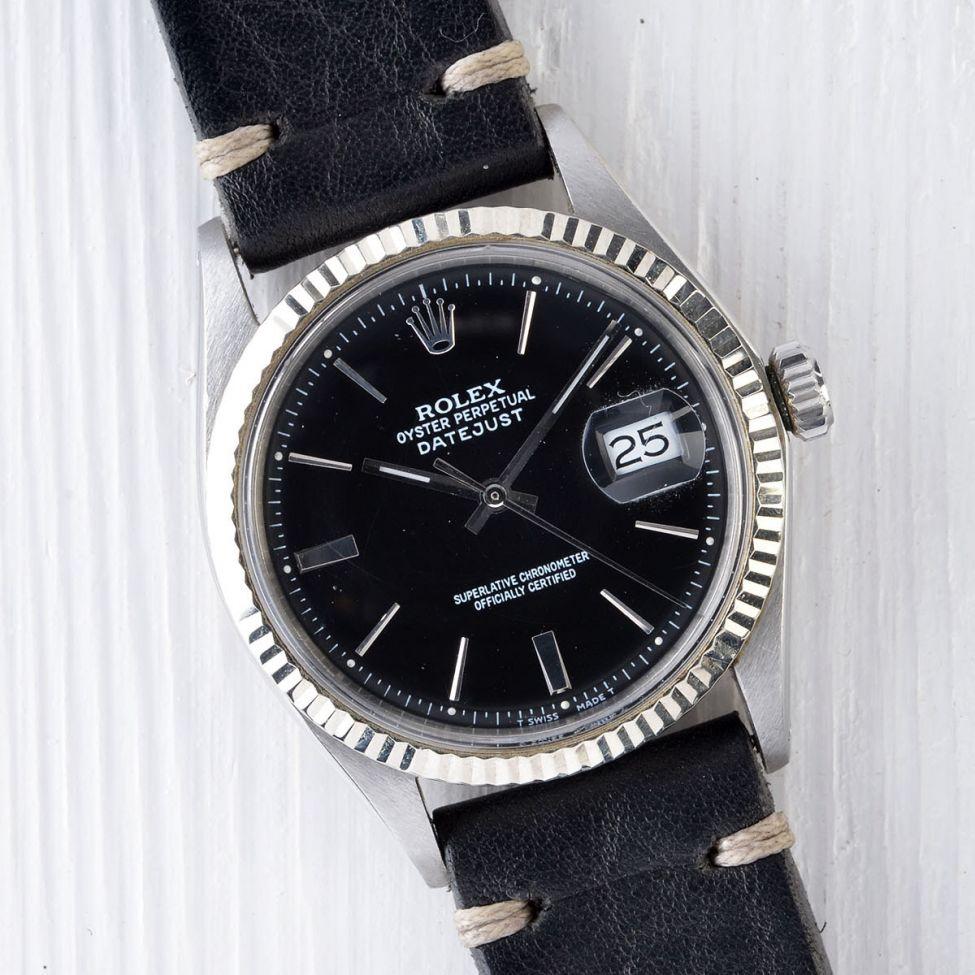 ROLEX 1601 DATEJUST BLACK DOOR STOP DIAL