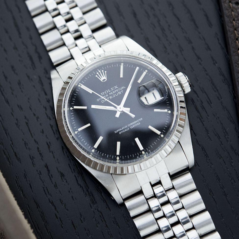 ROLEX 1603 DATEJUST MARBLE BLACK DIAL