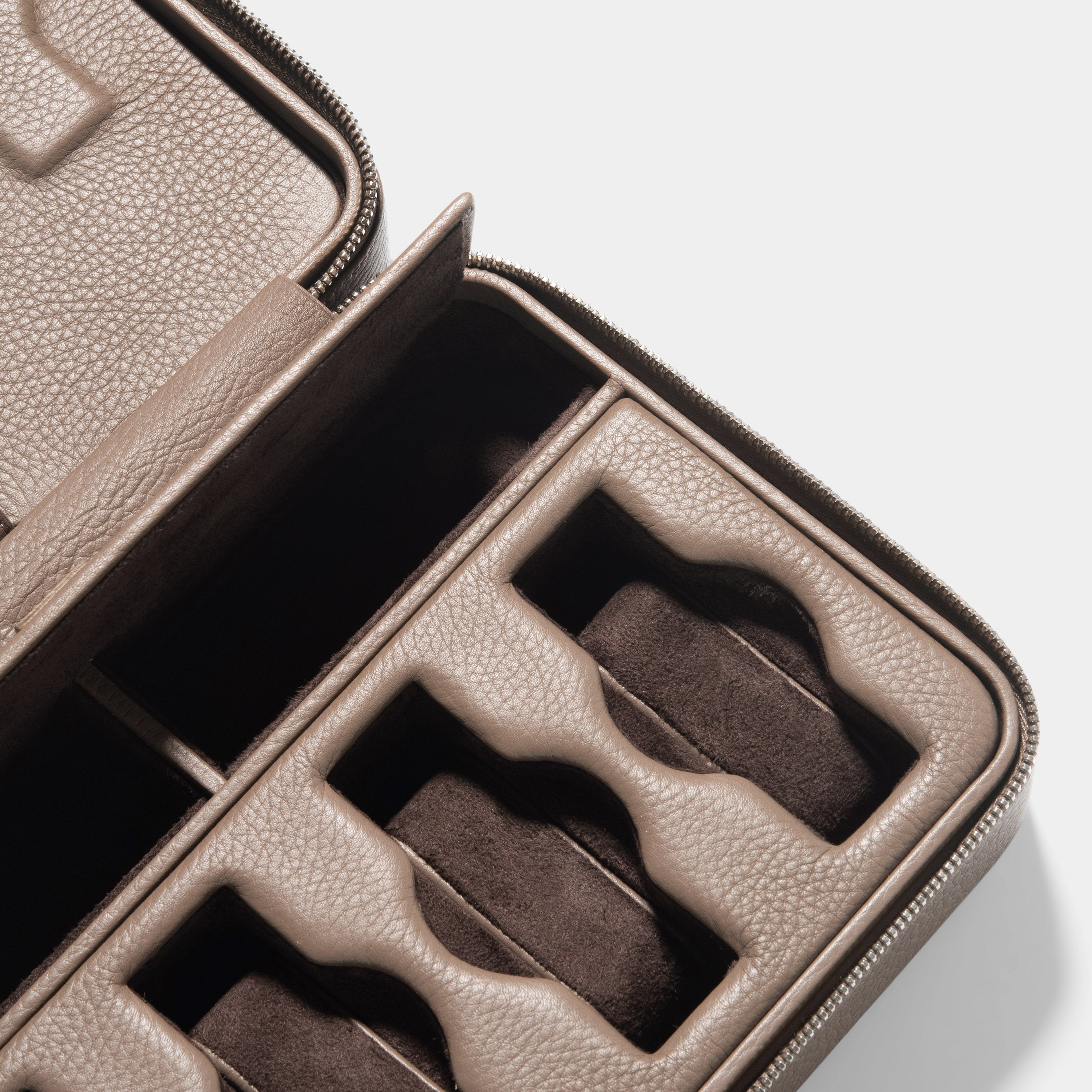 Taupe Luxury Leather Watch Box by JPM